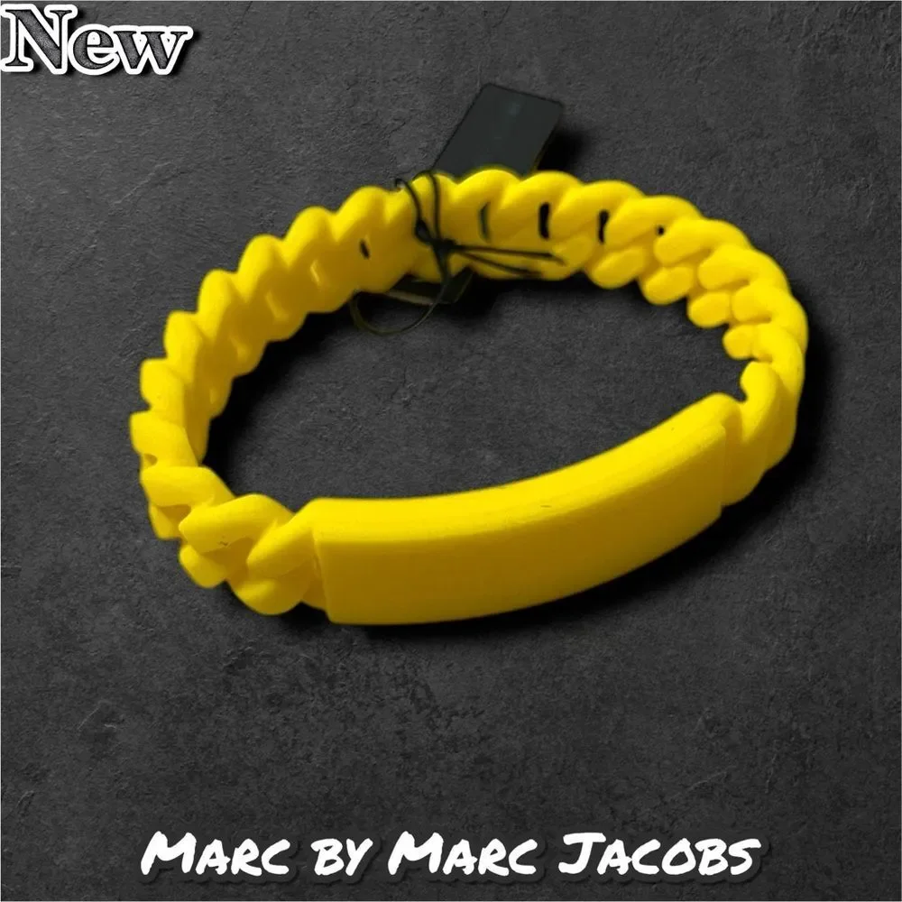 New Marc By Marc Jacobs Standard Supply Braided Silicone Bracelet Safety Yellow